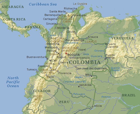 colombie regional carte